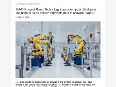  BMW Group et Rimac Technology s’associent pour développer une... (BMW Group PressClub France)