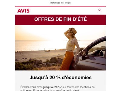 Jusqu’à -20 % sur la location de voiture en Europe