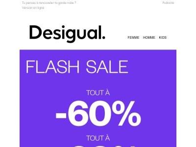TOUT À -60 %. Seulement trois jours.