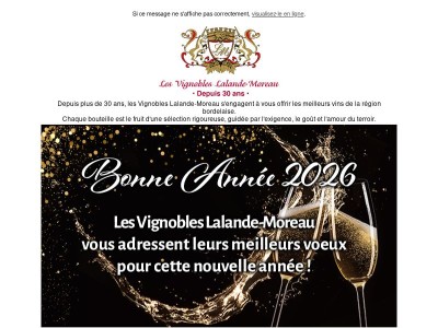 Les Vignobles Lalande-Moreau vous souhaitent une bonne et heureuse année 2026 ! ✨