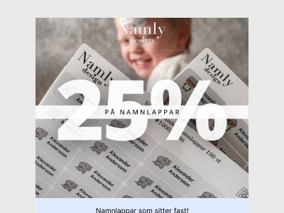 25% rabattkod på namnlappar!
