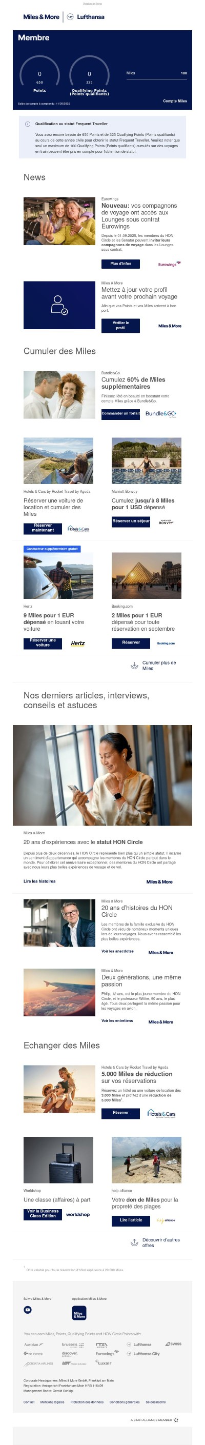 Votre solde actuel de Miles en septembre, Monsieur LEFEVREAU