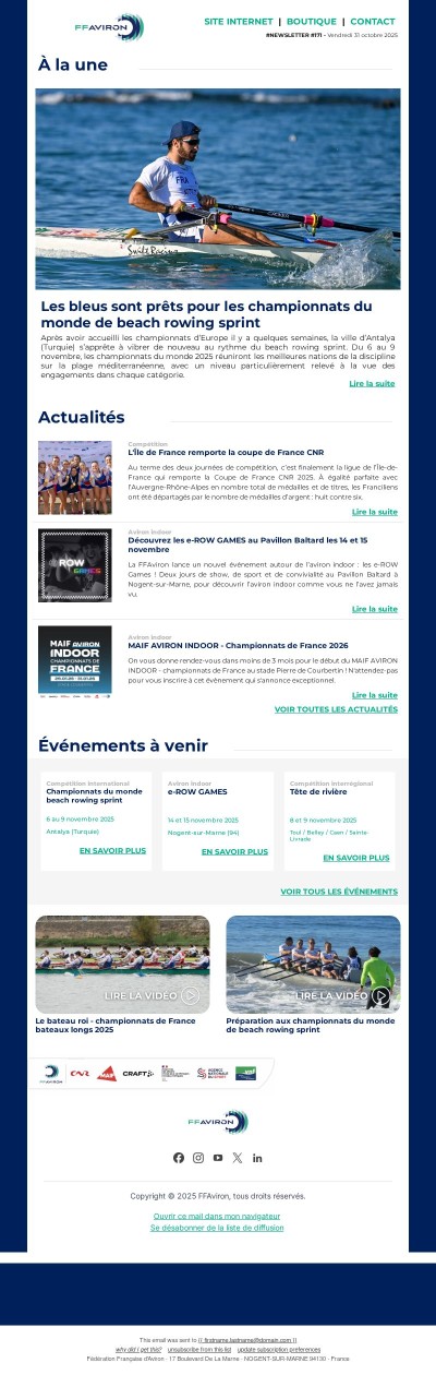 FFAviron INFO - Erratum Newsletter #171