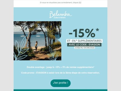 ☀️ Destination Sud jusqu'à -15% + 5% de remise supplémentaire !