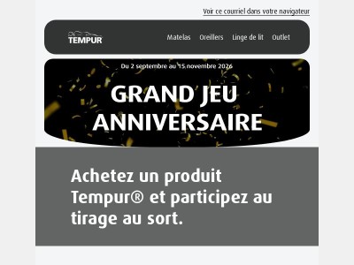{{ lastname }}, Grand Jeu anniversaire Tempur !