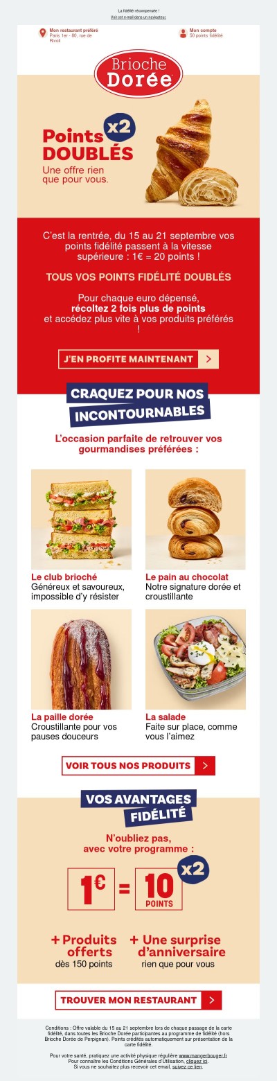 C’est la rentrée, vos points fidélité passent à la vitesse supérieure : 1€ = 20 points !