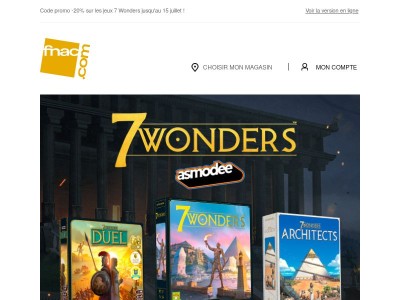 -20% sur les jeux 7 Wonders, votre code vous attend !
