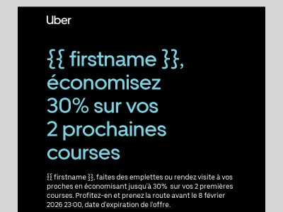 Vous allez quelque part ? Profitez de -30% sur vos 2 prochaines courses
