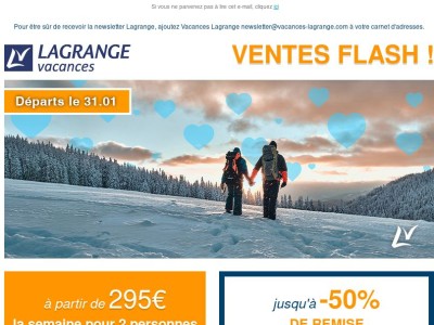 Ventes Flash - Départs du 31/01