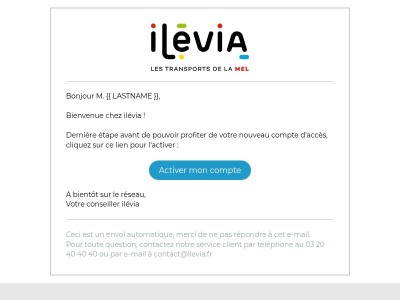 Finalisez la création de votre compte ilévia