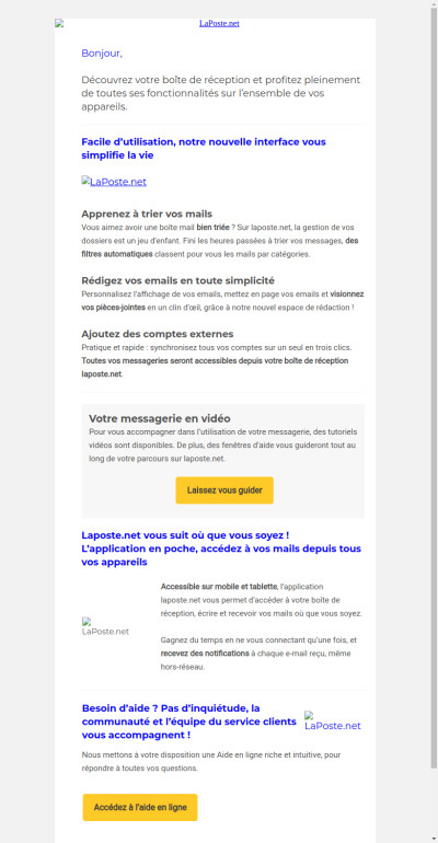 Bienvenue sur votre messagerie laposte.net