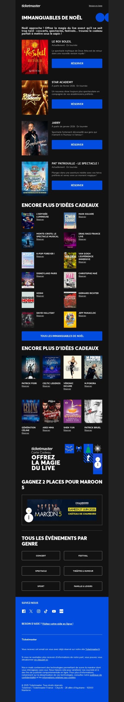 Les immanquables de Noël : offrez la magie du live !