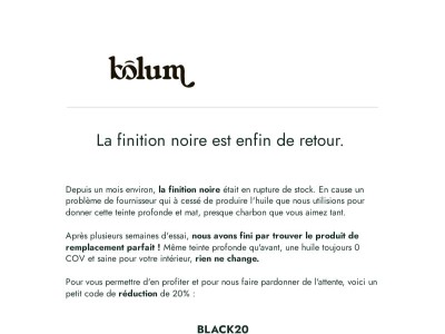 Remise de 20% sur la finition noire 🖤