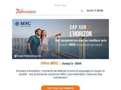 ⚡Offre MSC : -380€ par cabine !