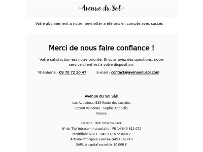 Newsletter subscription success