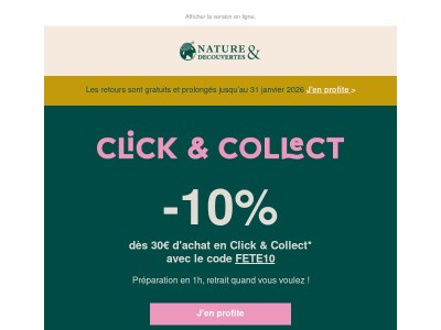 -10% dès 30€ d’achat en Click & Collect