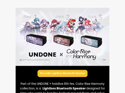 UNDONE x hololive 6th fes. Color Rise Harmony - Lightbox Bluetooth Speaker 🔊