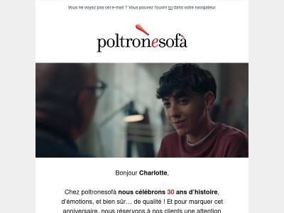 Collection «30 pour vous» à -30 % et sur 300 canapés livraison en 30 jours.