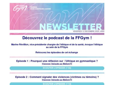 FFGym - Newsletter spécial podcast avec Marine Révillion, vice-Présidente chargée de l’éthique et de la santé