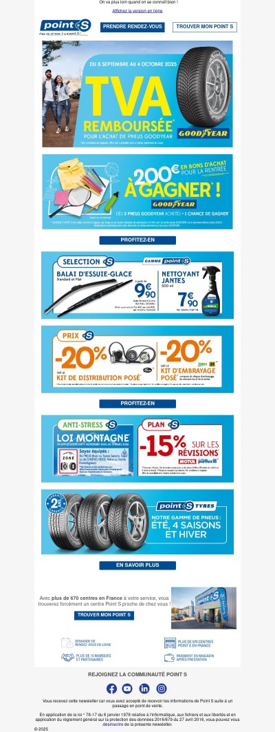 Point S vous rembourse la TVA pour l'achat de pneus Goodyear !