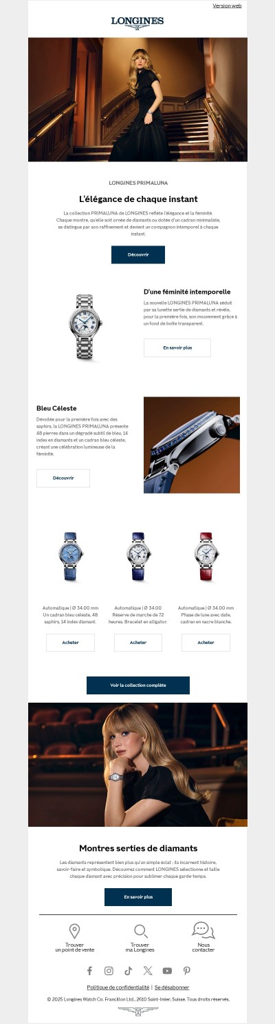 Laissez-vous séduire par la collection LONGINES PRIMALUNA