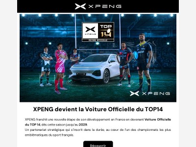 XPENG x Top 14 : une nouvelle expérience commence 🏉