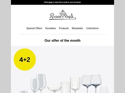 Offer of the month: Buy 6 glasses, pay for just 4