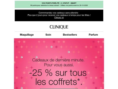-25 % sur tous les coffrets de fêtes. CADEAUX DE DERNIÈRE MINUTE. 🎁