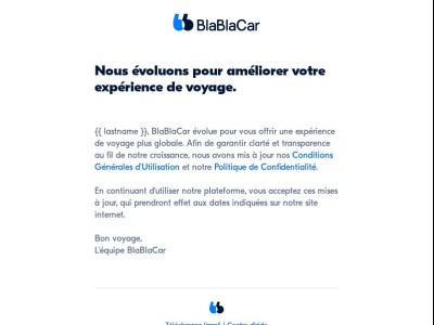 Mise à jour de nos conditions
