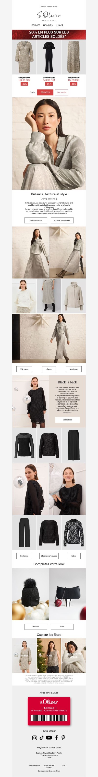 20 % en plus sur les articles soldés | Looks d’hiver : zoom sur le satin, le fil scintillant, la dentelle et le jacquard