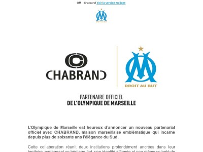 Chabrand devient partenaire officiel de l'Olympique de Marseille 🔵⚪