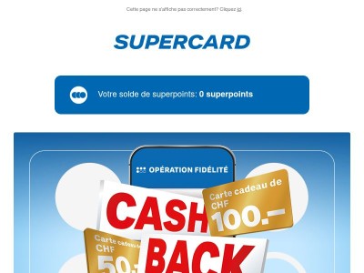 Cash Back Days: Recevez jusqu’à CHF 100.– sous la forme d’une carte cadeau!