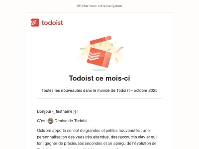 {{ firstname }}, vos nouveautés Todoist d’octobre 📬