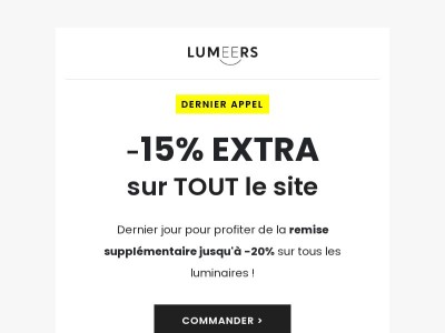 -15% EXTRA 🚨 Jusqu'à minuit