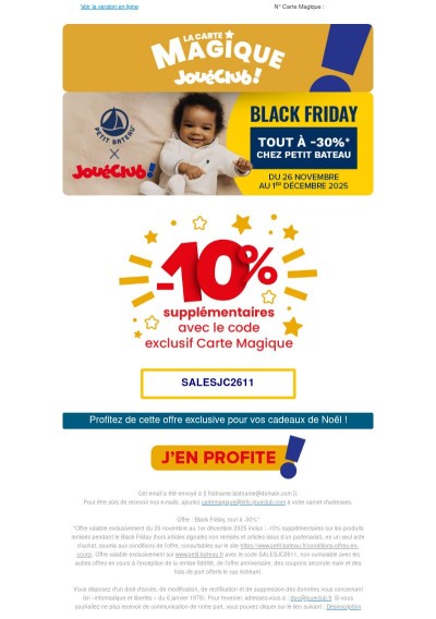 Petit Bateau x JouéClub - Offre Black Friday 2025 !