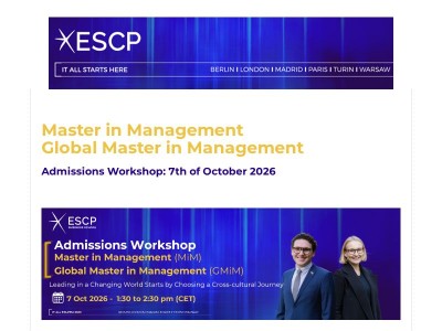 {{ firstname }}, join our next Admissions Workshop for the Master in Management and the Global Master in Management programme.