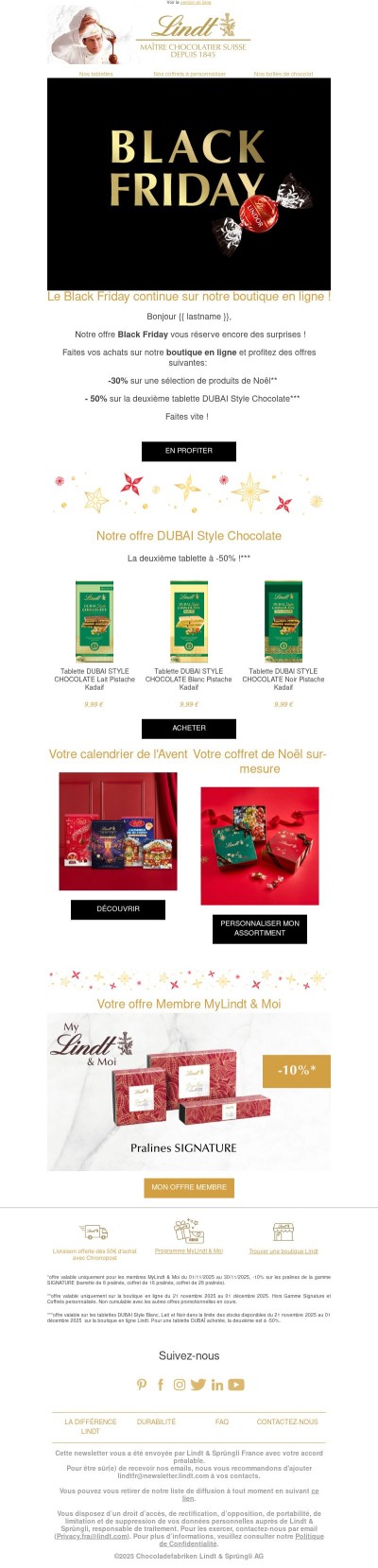 {{ lastname }}, le BLACK FRIDAY Lindt vous réserve encore des surprises !