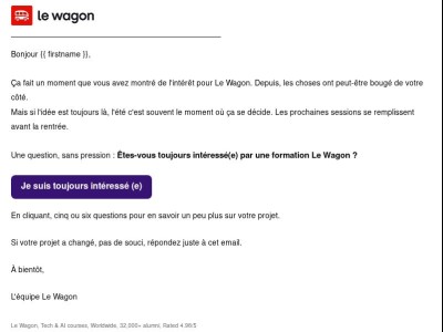 Faire Le Wagon est toujours dans vos projets ?