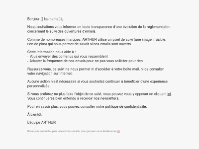 Information relative à nos communications par email
