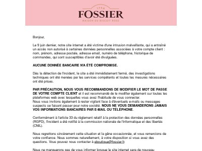 Information importante concernant la sécurité de vos données