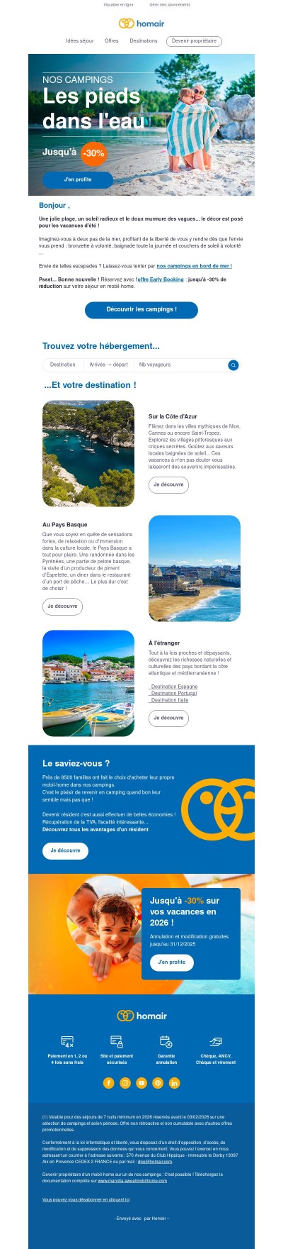 🏖️ Nos campings avec un accès direct à la mer