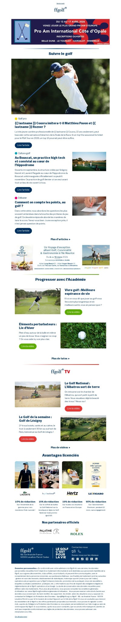 Votre rendez-vous ffgolf (12/11/25)
