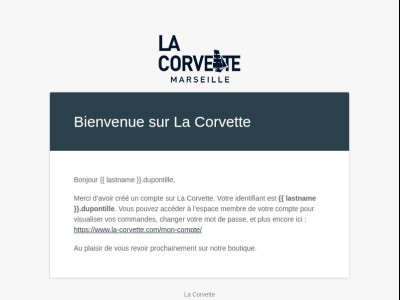 Votre compte sur La Corvette a été créé