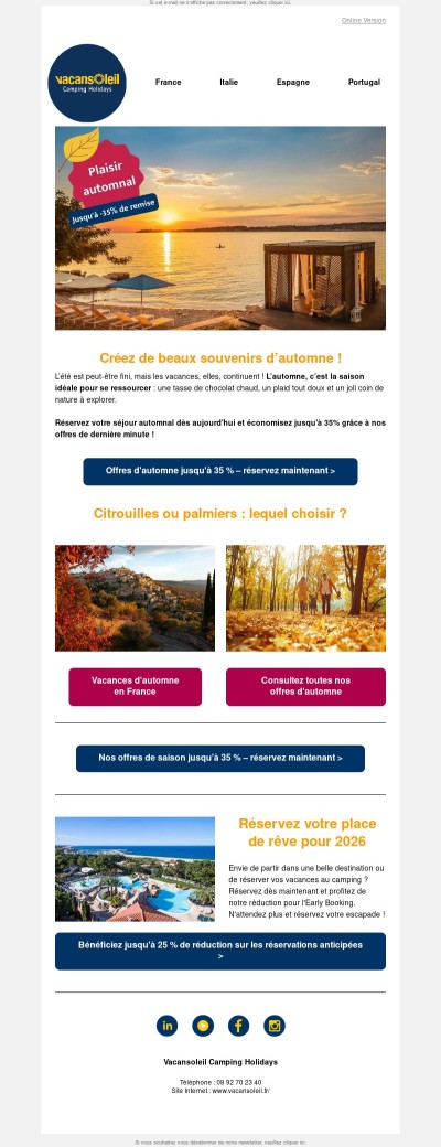 Un automne plein de couleurs et de soleil – jusqu'à -35 %