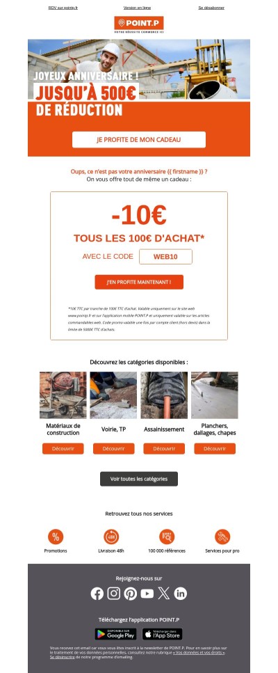 N'oubliez pas votre cadeau d'anniversaire {{ firstname }}