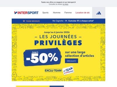 EXCLU TEAM : jusqu'à -50% sur une large sélection d'articles !