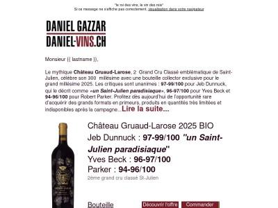 300ᵉ millésime du Château Gruaud-Larose : la bouteille collector du mythique 97-99/100 à ne pas manquer...