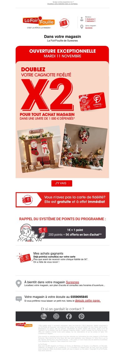 Mardi 11 novembre, une seule mission : doubler vos avantages fidélité ! ❤️