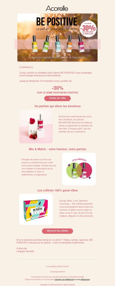 -30% sur le 2ᵉ parfum BE POSITIVE – Offrez(-vous) un shot d’optimisme !