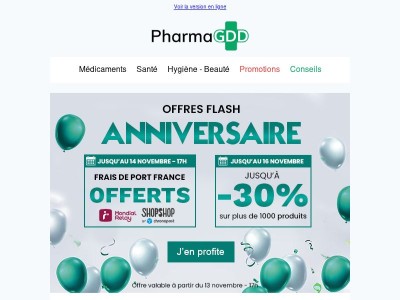 ⚡Offres flash Anniversaire : frais de port offerts et jusqu'à -30% 🥳